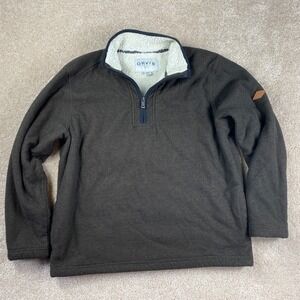 ORVIS Mens Classic‎ Collection Quarter Zip Sherpa Lined Fleece Pullover Brown L
